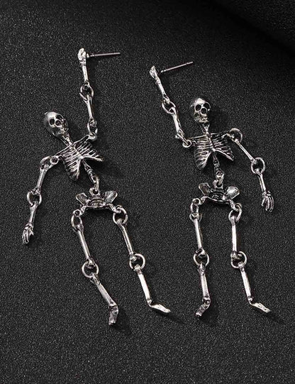 Punk Gothic Skeleton Skull Halloween Dangle Earrings