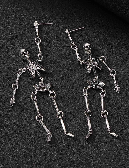 Punk Gothic Skeleton Skull Halloween Dangle Earrings