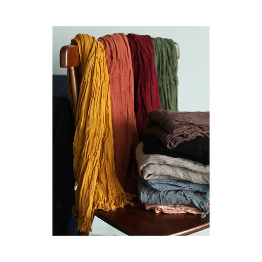 Vintage Ramie Cotton Solid Color Scarf