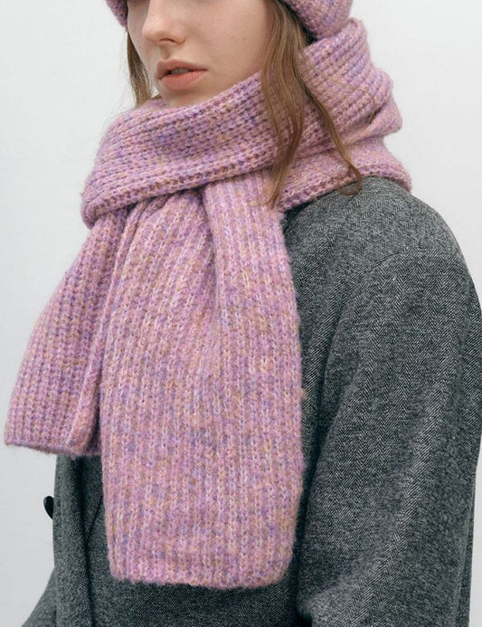 Solid Color Simple Knit Hats Scarves Set