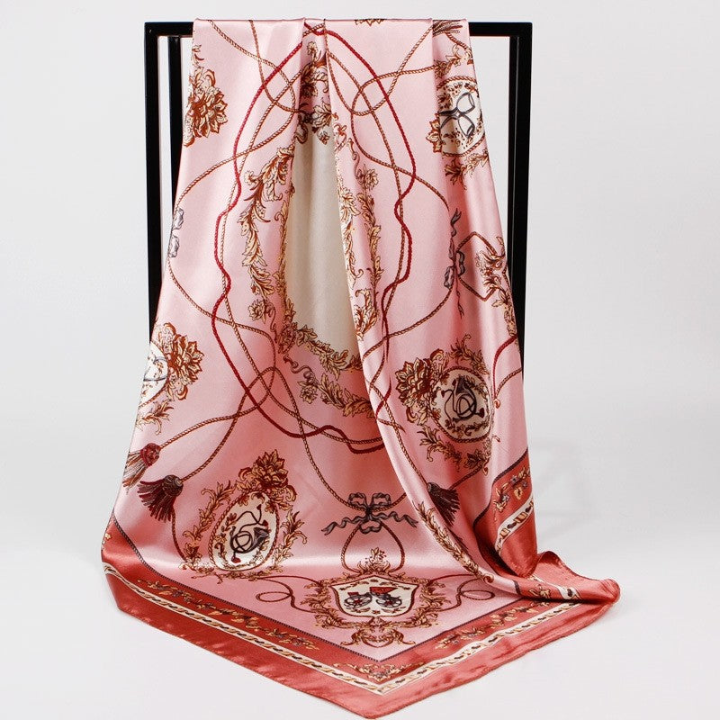 Vintage Elegant Geometric Pattern Silk Scarf