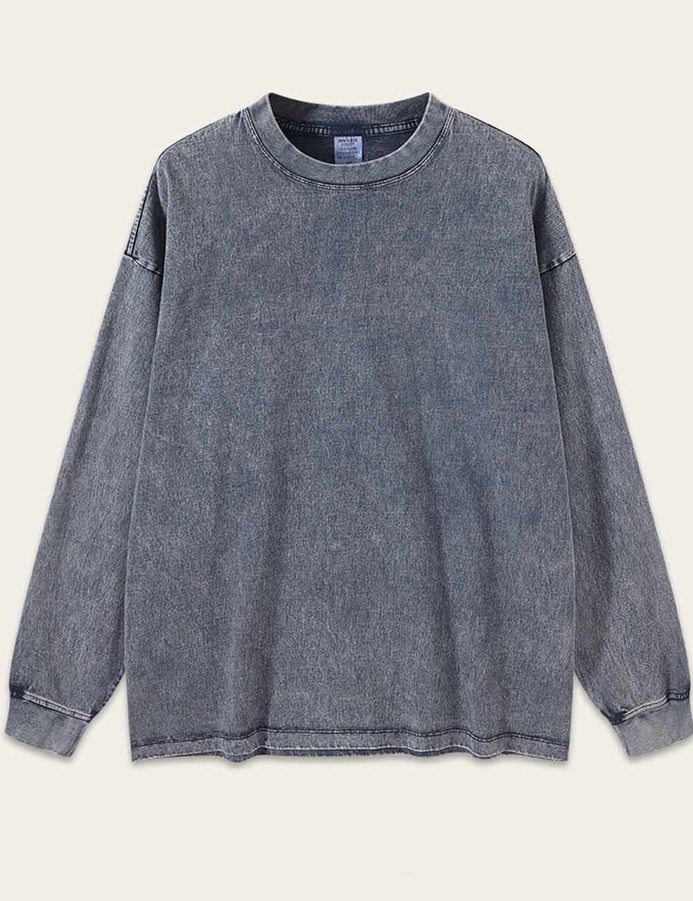 Vintage Washed Crew Neck Long Sleeve T-shirt