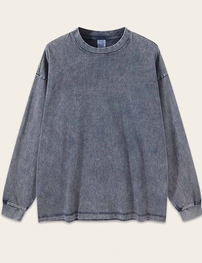 Vintage Washed Crew Neck Long Sleeve T-shirt