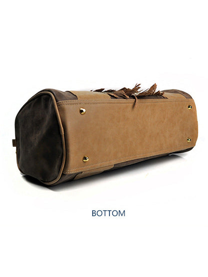 Khaki Tassels Emboridered Tote Bag