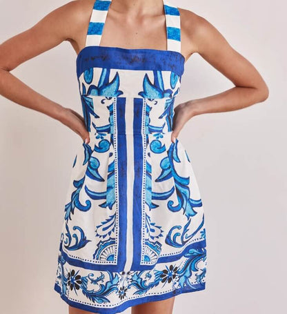 Elegant Floral Print Sleeveless Strap Dress