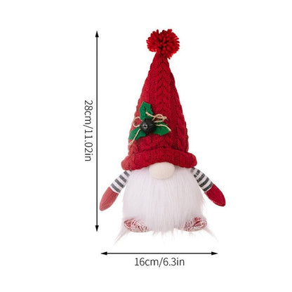 Knitted Pointed Hat With Light Elderly Figurine Décor