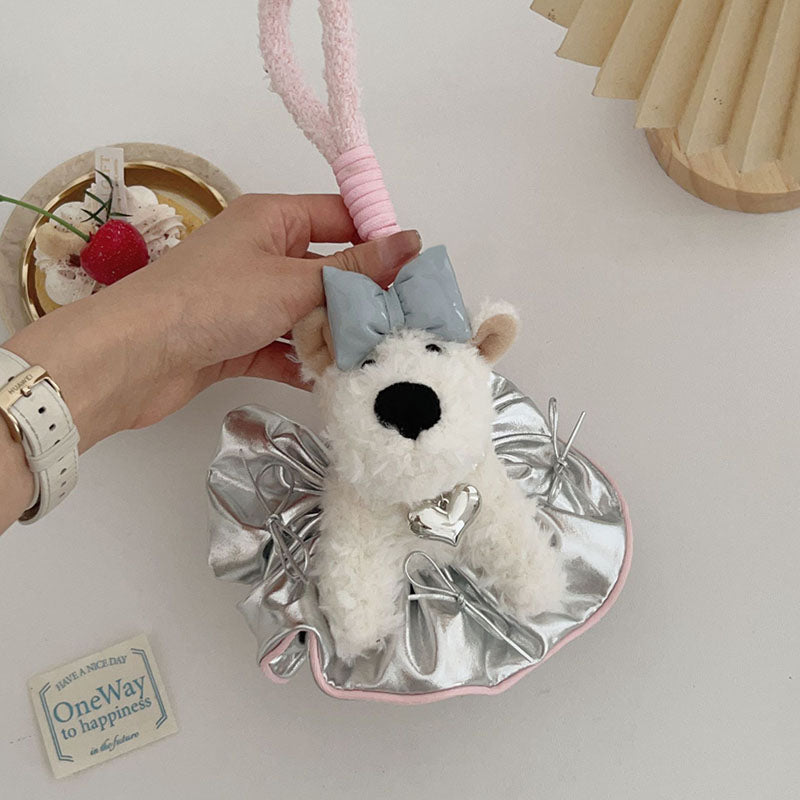 Cute Leather Bow Plush Teddy Bag Charm