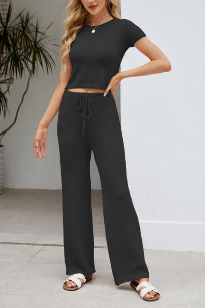 Simple Knit Top and Pants Set