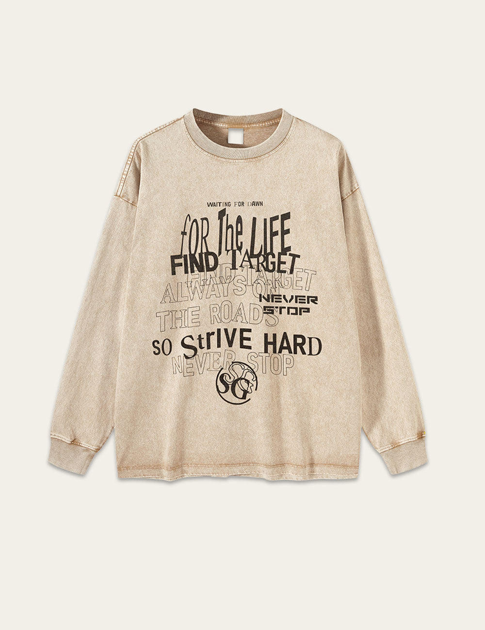 Retro Washed Letter Print Loose T-Shirt