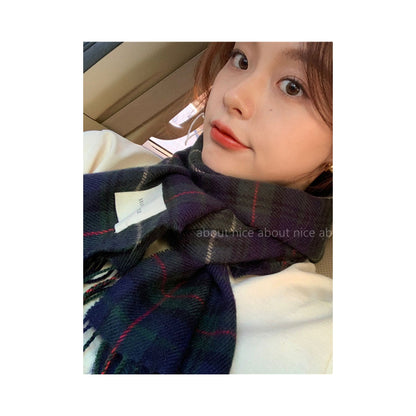 Stylish Plaid Tasseled Split-Joint Simple Scarf