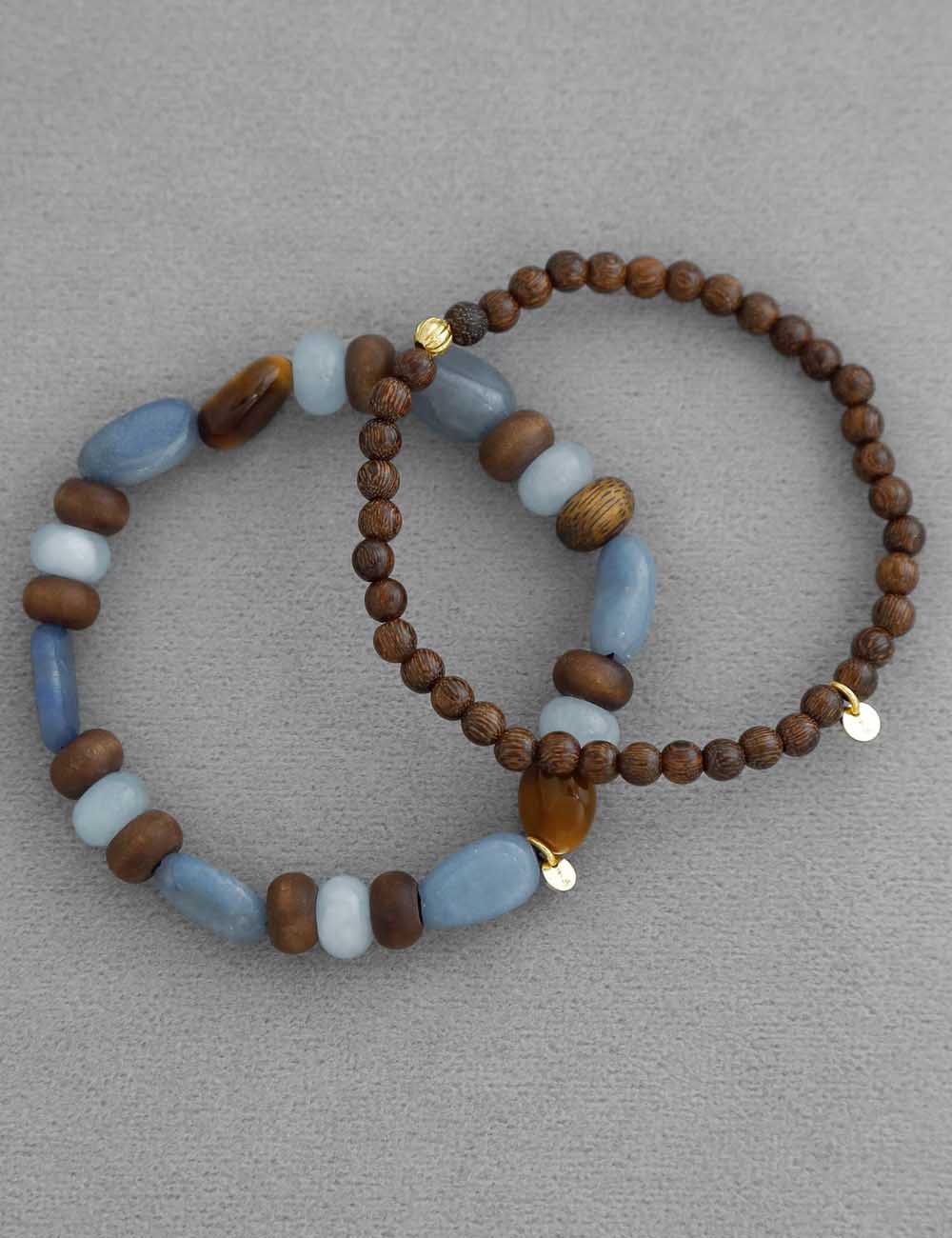 Natural Wood Round Beaded Handmade Bracelet