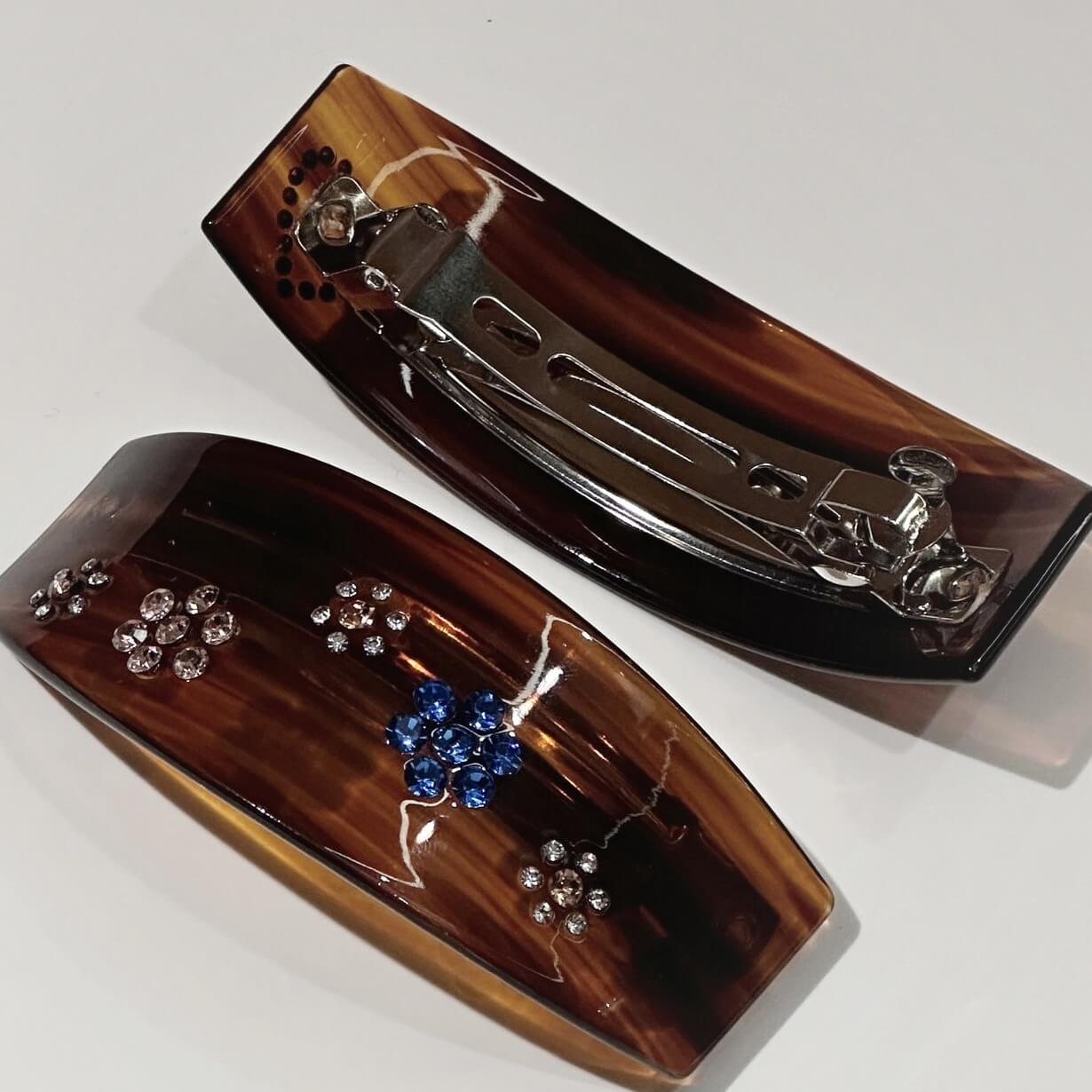 Vintage Amber Rhinestone Hair Barrette