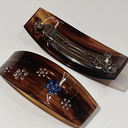 Vintage Amber Rhinestone Hair Barrette