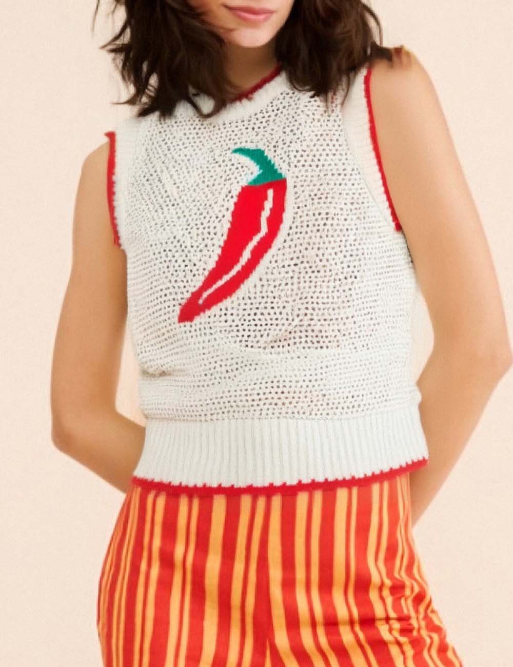 Casual Hollow Out Loose Sleeveless Knit Vest