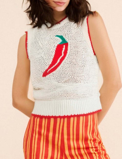 Casual Hollow Out Loose Sleeveless Knit Vest