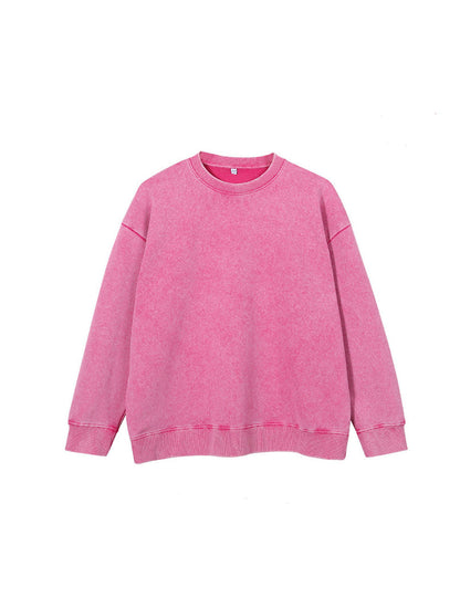 Washed Distressed Crew Neck Oversize Sweatshirt