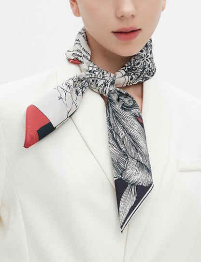 Vintage Floral Check Square Scarf