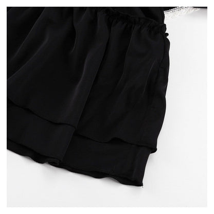 Horn Sleeve Ruffle Hem Mini Dress