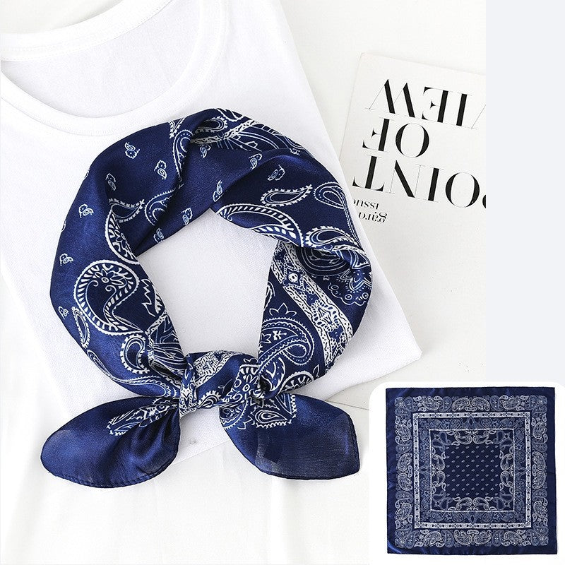 Vintage Double-Sided Printed Square Silk Imitation Scarf