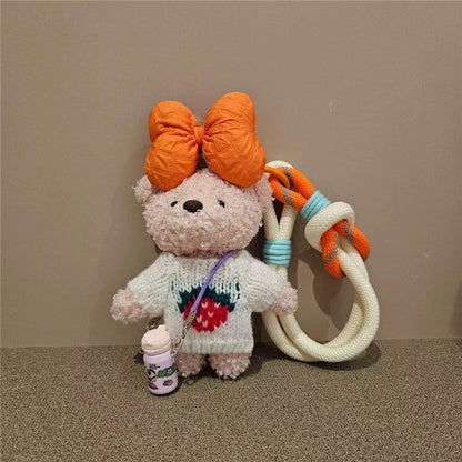 Cute Teddy Bear Keychain With Water Bottle Holder