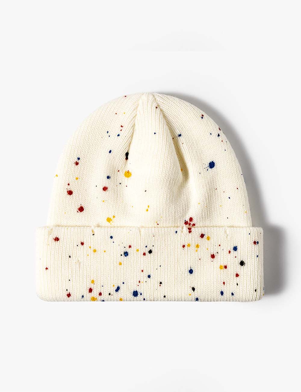 Colorful Irregular Dots Cuff Thick Knit Beanie