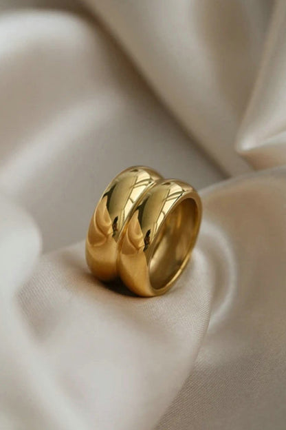 Wide Edge Double Layered Simple Ring