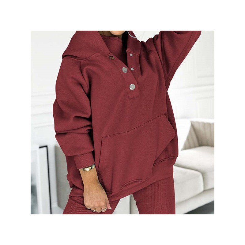 Solid Color Hooded Sports Casual Sweatshirt