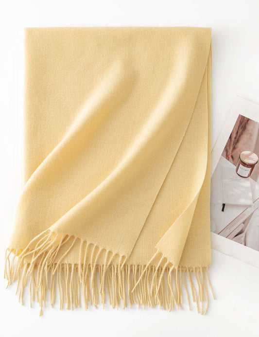 Simple Solid Color Fringed Winter Scarf
