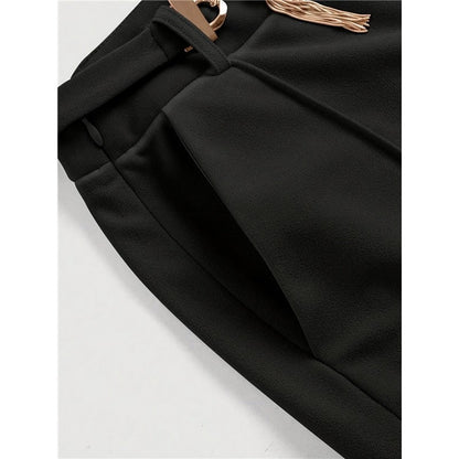 High Waist Straight Leg Black Trousers Women