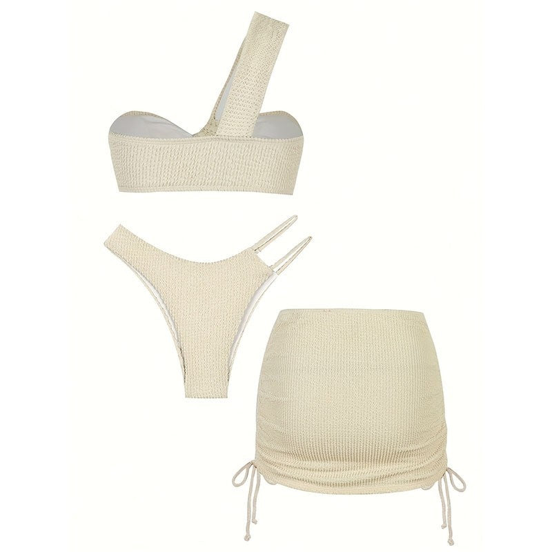 Solid Color Beach Dress Swimsuit Set