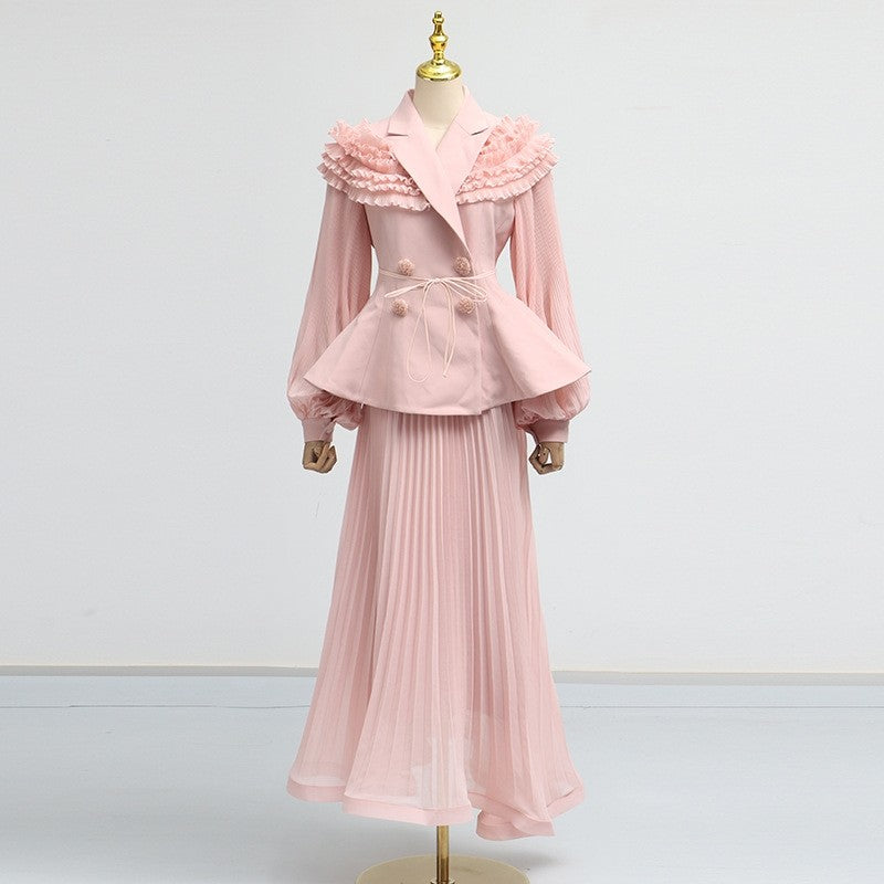 Fashion Luxury Two Piece Dress Floral Mesh