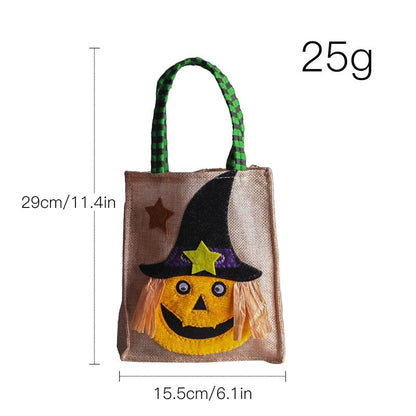 Halloween Linen Pumpkin Tote Kids Candy Bag