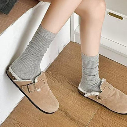 Solid Color Simple Ribbed Socks