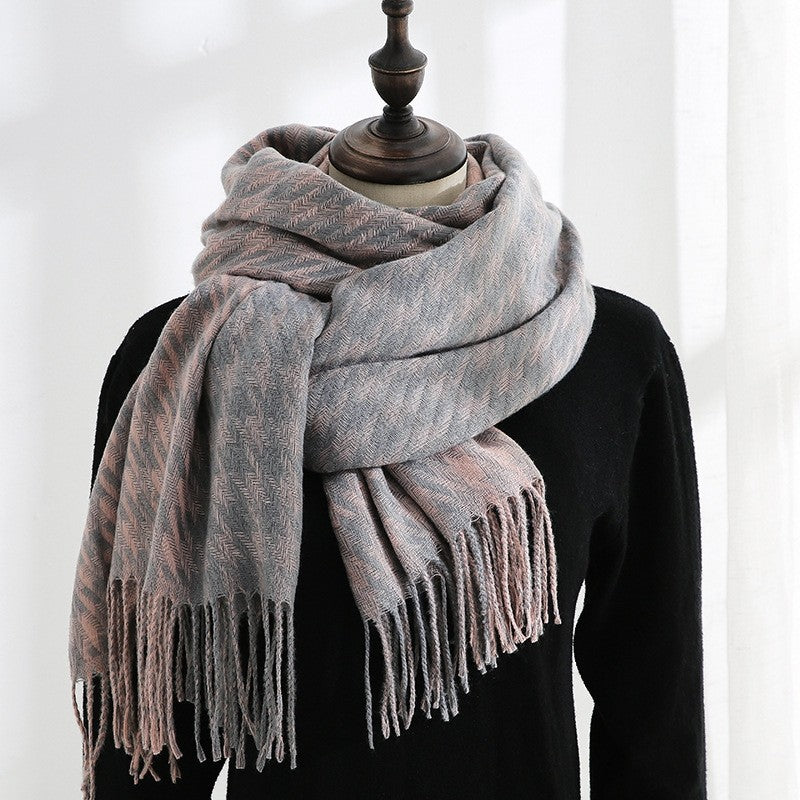 Thickened Imitated Cashmere Plaid Print Shawl Scarf