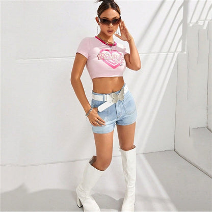 Classic Light Blue Buttoned Slimming High Waist Denim Shorts
