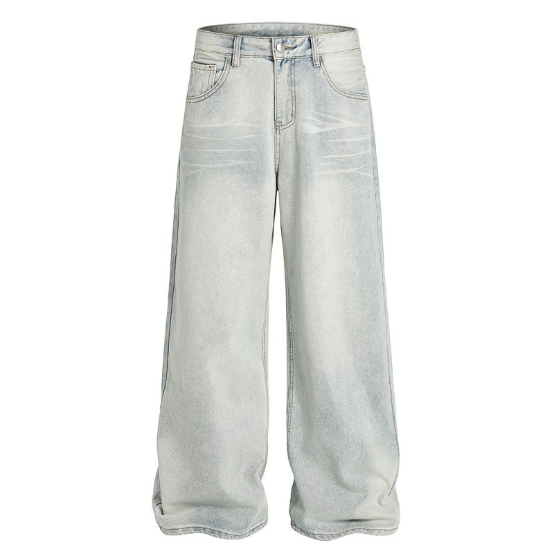 Washed Blue Wide Leg Jeans Casual