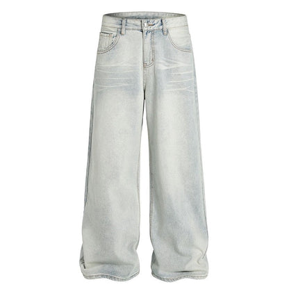 Washed Blue Wide Leg Jeans Casual