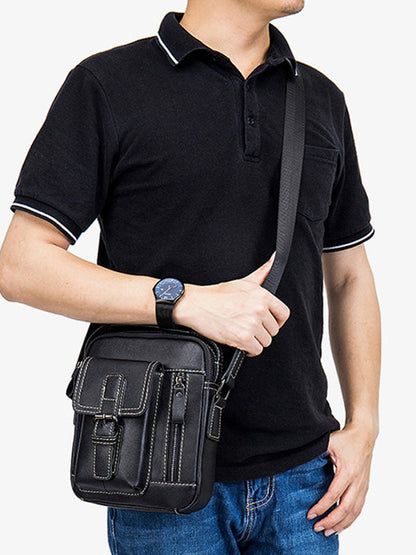 Solid Multi-layer Pocket Casual Crossbody Bag