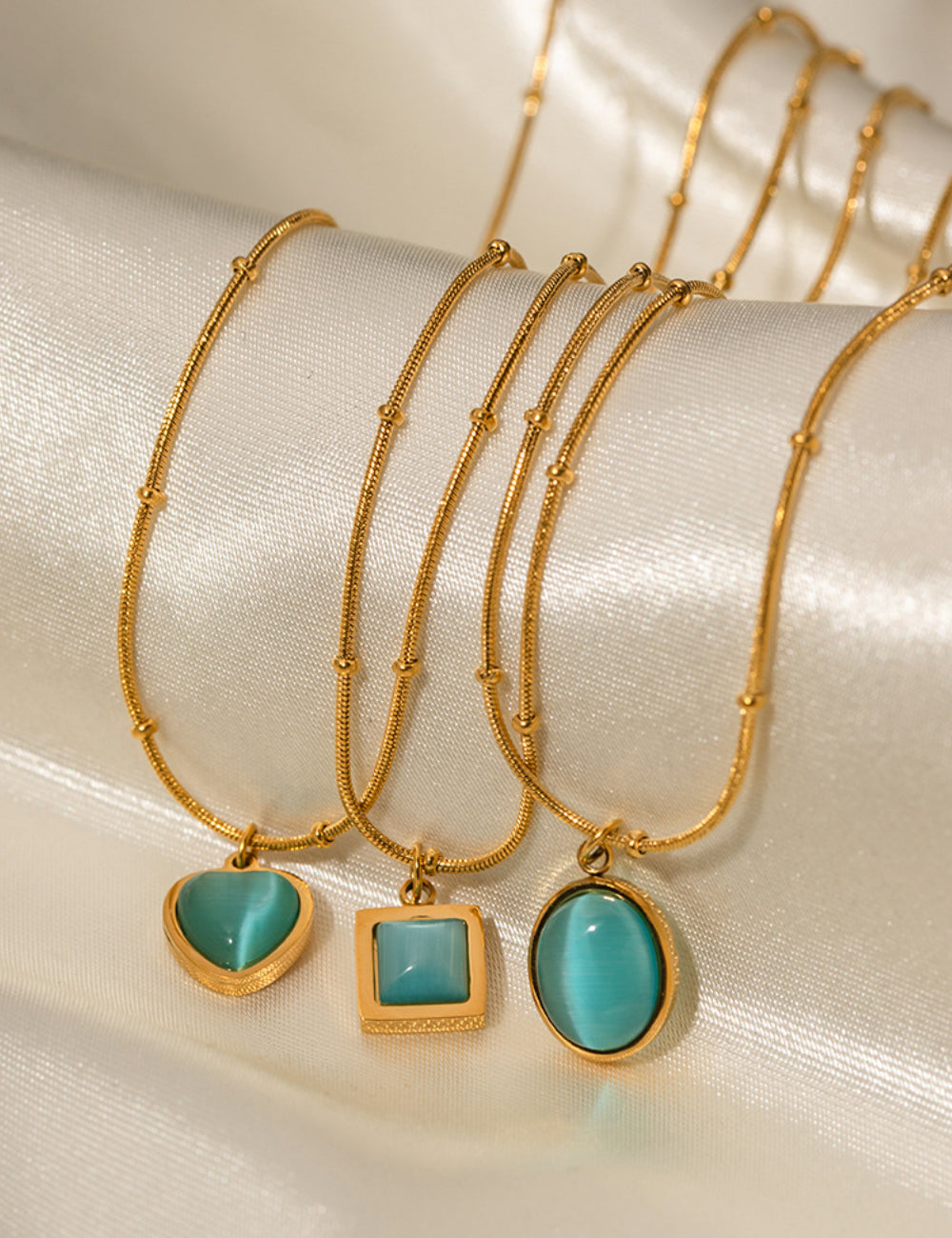 Blue Gemstone Square Necklace