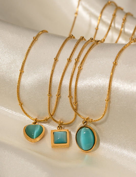 Blue Gemstone Square Necklace