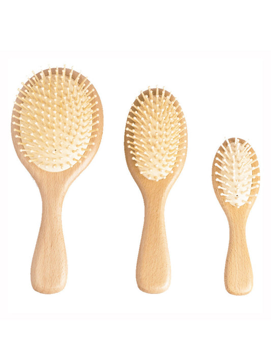 Wooden Handle Large Silicone Cushion Hair Combs