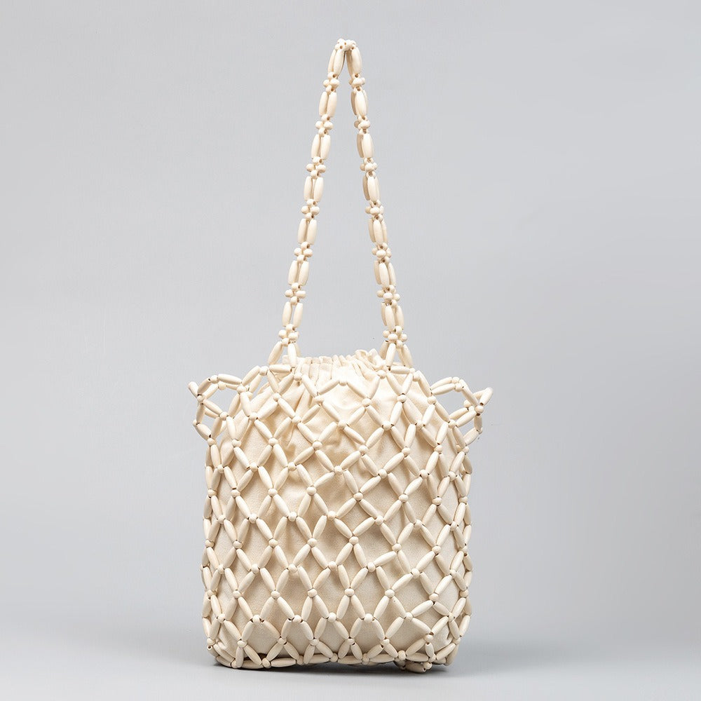Chic Hollow Out Wooden Bead Bag
