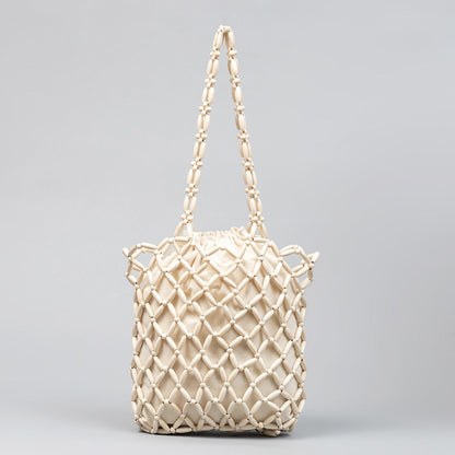 Chic Hollow Out Wooden Bead Bag