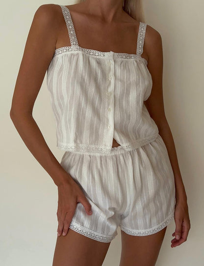 Lace Trim String Cozy Loungewear Set