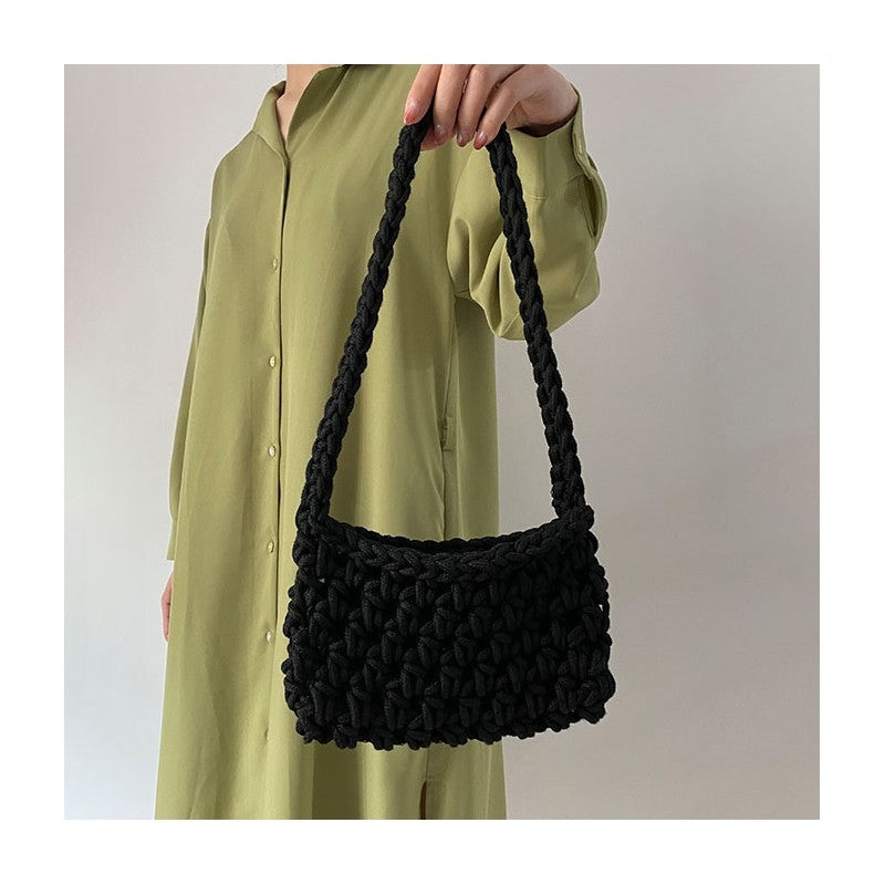 Solid Color Crochet Knitted Shoulder Bag