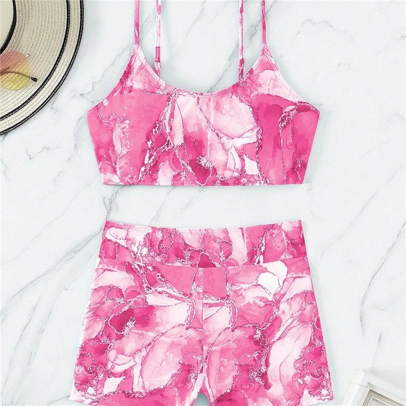 Split Two Piece Printed Bikini Swimsuit