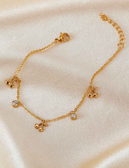 Creative Cherry Gold Plated Rhinestone Bracelet