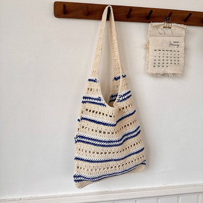 Striped Hollow Knit Handmade Shoulder Bags
