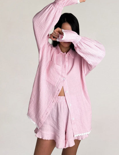 Flounce Solid Color Homewear Sets