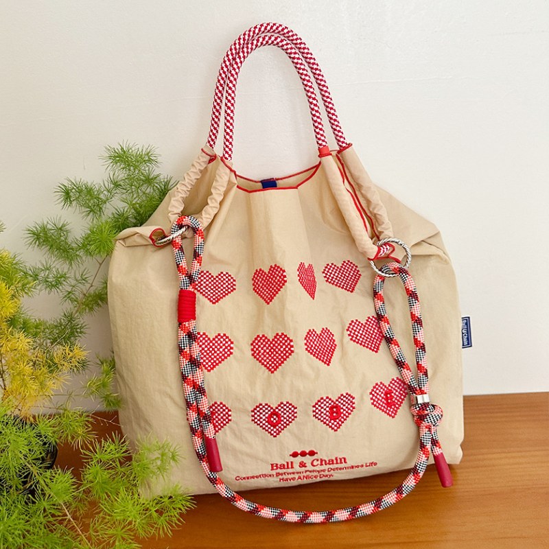 Love Embroidered Large Capacity Shopping Bag
